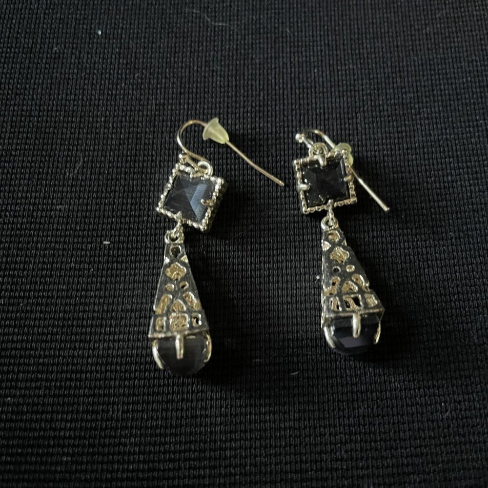 Kendra Scott gold with smoke crystal drop earrings